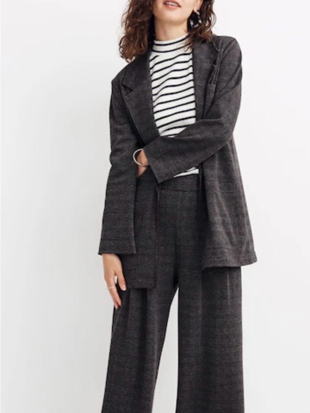 Madewell Oversized Knit Blazer Glen Plaid Gray Open Front
Jacket XS